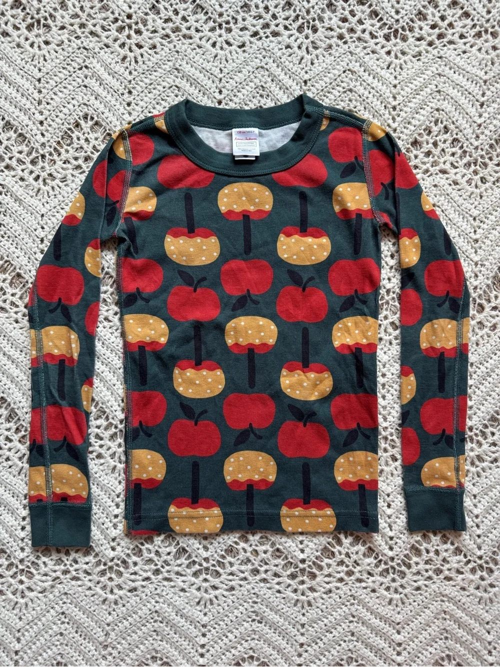 Hanna Andersson Apple Print Pajama Set 6-7 Fall Organic Cotton Pj’s Long Sleeve